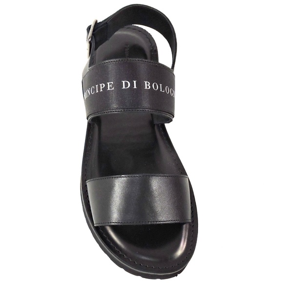 PRINCIPE DI BOLOGNA ?? MEN\'S BLACK LEATHER FLAT COMFORT SUMMER SANDALS Principe Di Bologna | Shoes | Principe Di Bologna Mens Soft  main image 3